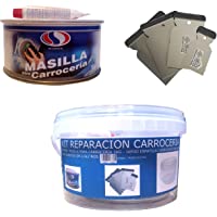 Los mejores  - KIT REPARACION CARROCERIA (MASILLA PARA CARROCERÍA 1 KG + JUEGO ESPATULA CARROCERO INOXIDABLE + CUBO PLASTICO 2-5 LITROS…